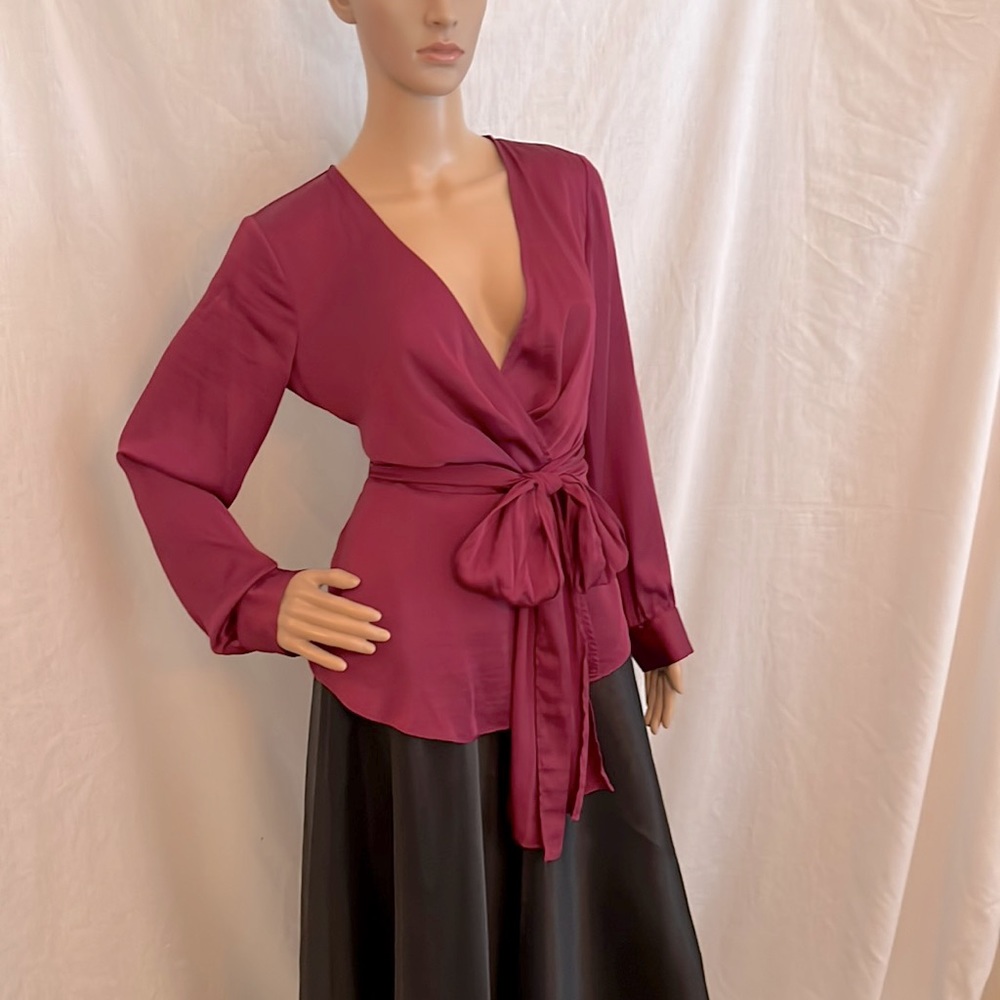 Silky wrap blouse